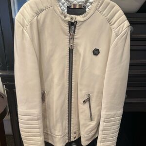Men's Cream Leather Jacket